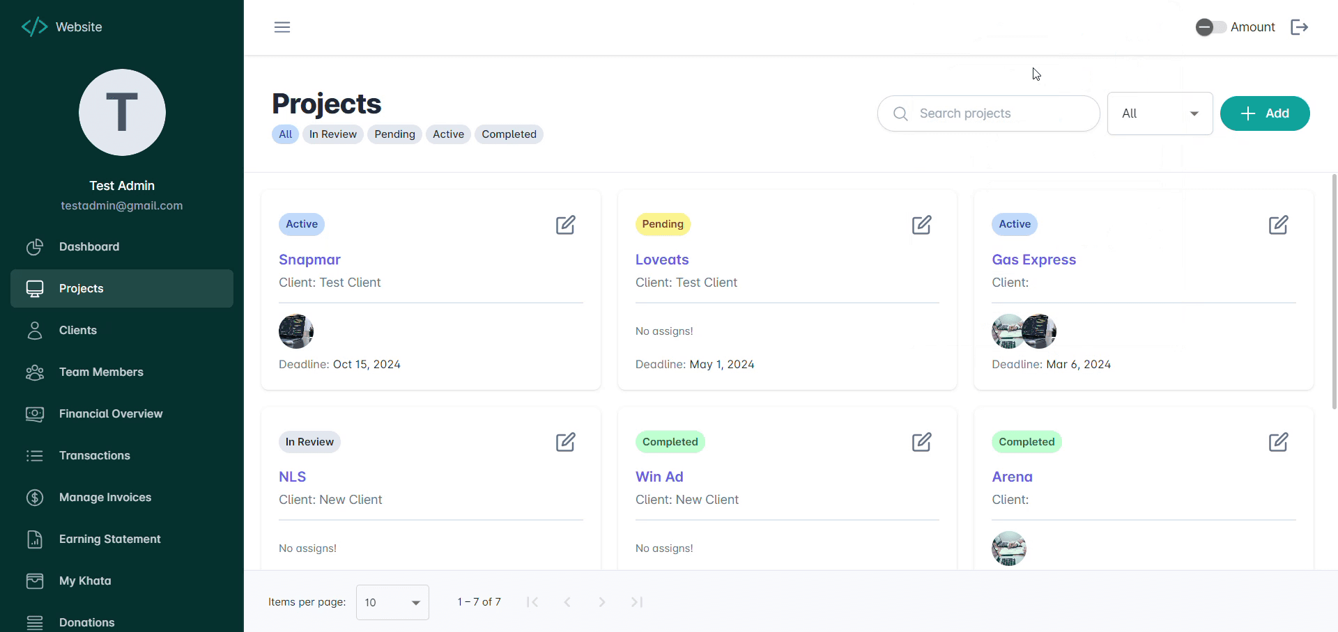 SHMS - Admin Projects