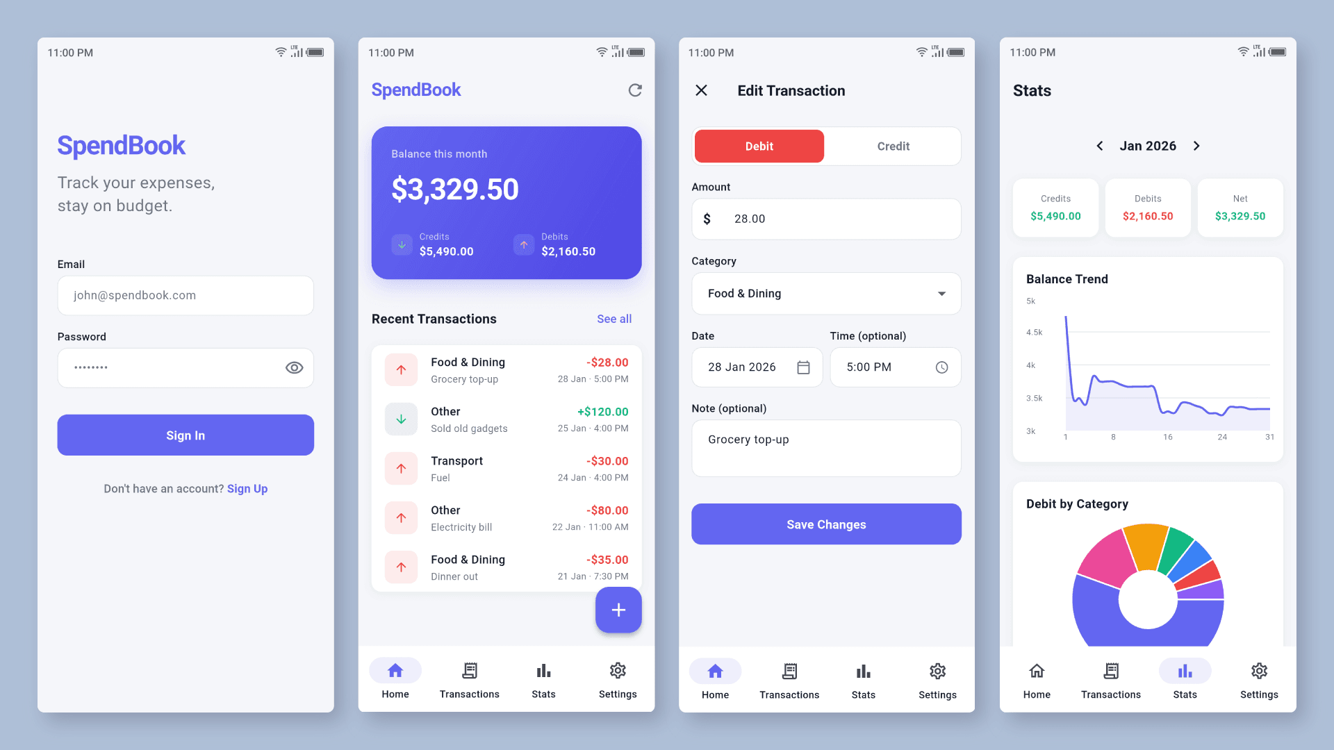 SpendBook - App Mockup